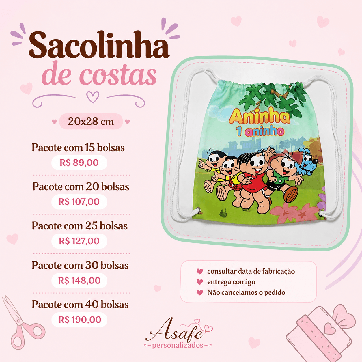 Sacolinhas de costas