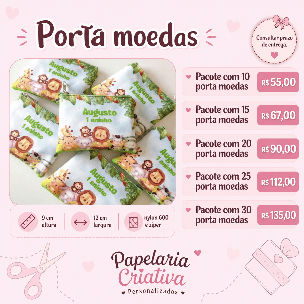 Pacote com porta moedas